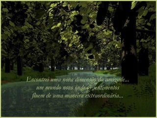 Encontrei uma nova dimensão da amizade... um mundo novo onde os sentimentos fluem de uma maneira extraordinária...