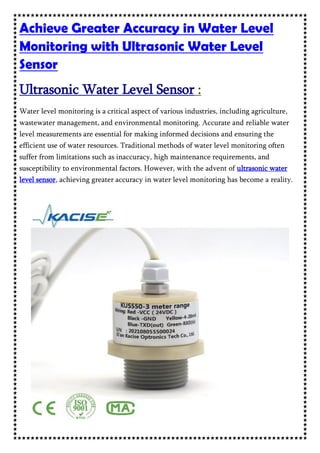 Achieve Greater Accuracy in Water Level Monitoring with Ultrasonic ...