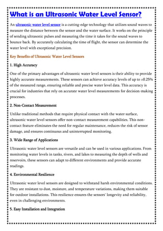 Achieve Greater Accuracy in Water Level Monitoring with Ultrasonic ...