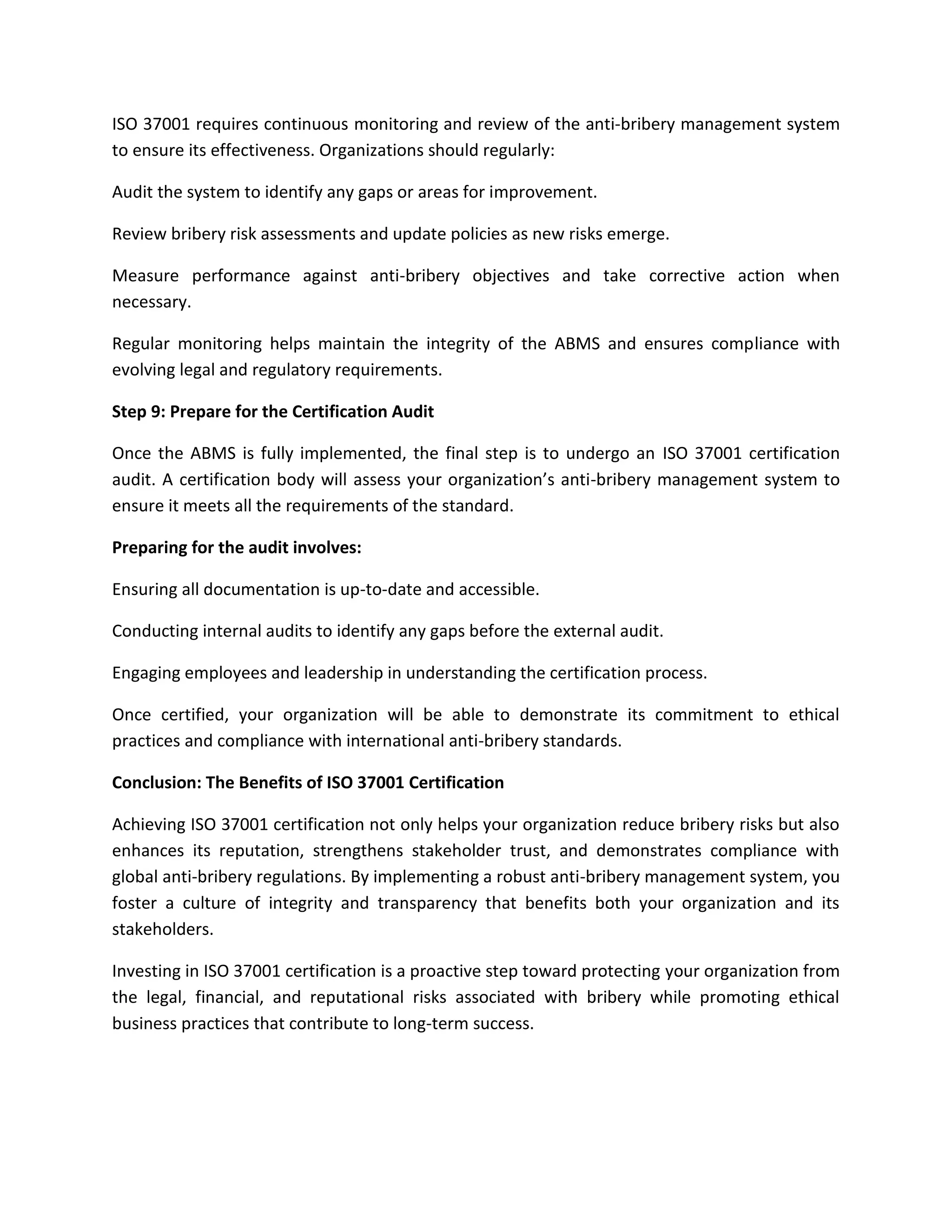 Iso 37001 Checklist.pdf Achieving ISO 37001 Certification: Steps to Implementing Effective Anti ...