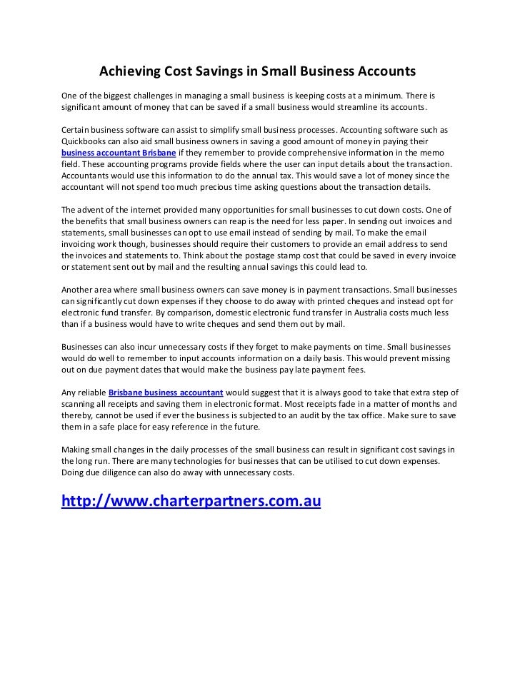 achieving cost savings in small business accounts