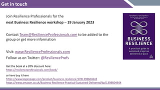 Join Resilience Professionals for the
next Business Resilience workshop – 19 January 2023
Contact Team@ResilienceProfessio...