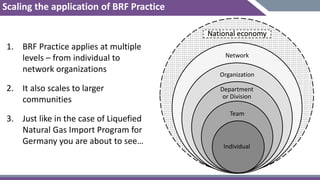 Network
Organization
Department
or Division
Team
Individual
Scaling the application of BRF Practice
National economy
1. BR...