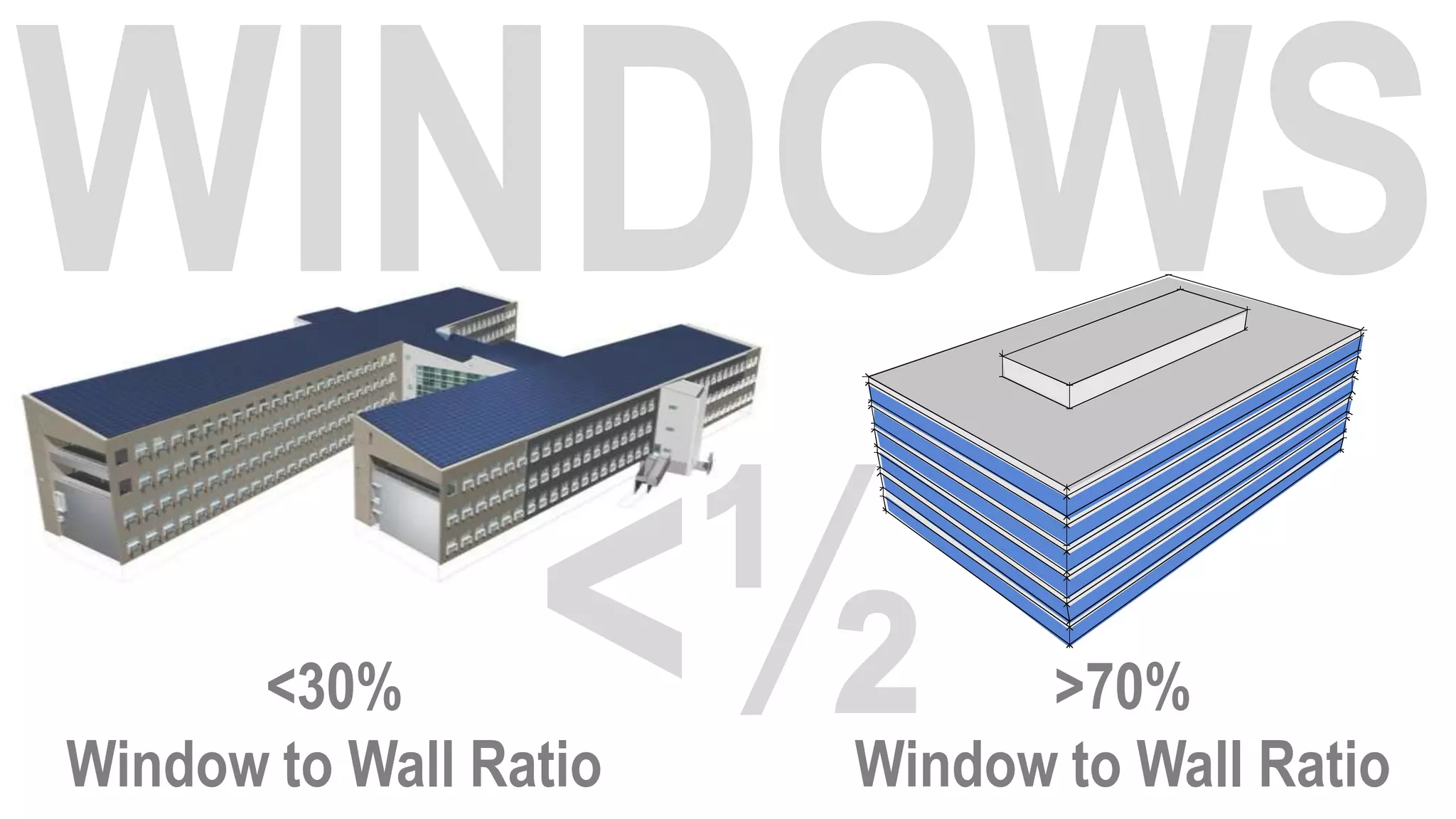 <30%                   >70%
Window to Wall Ratio   Window to Wall Ratio
 