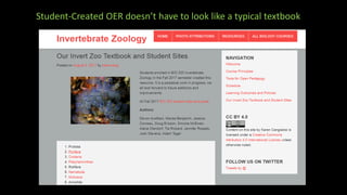 Student-Created OER doesn’t have to look like a typical textbook
 
