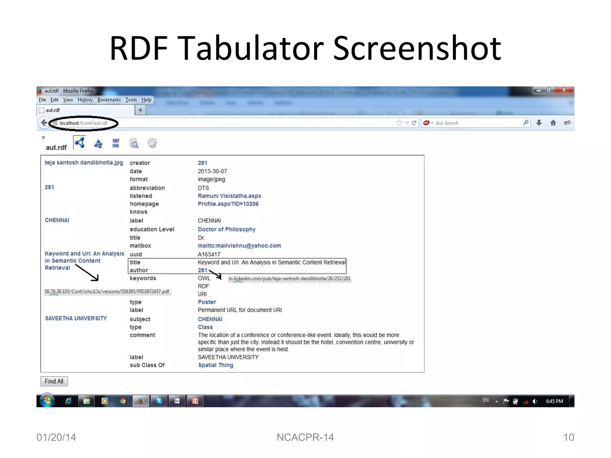 RDF Tabulator Screenshot

01/20/14

NCACPR-14

10

 