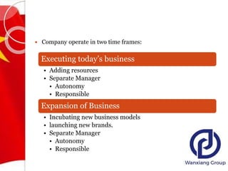  Company operate in two time frames:
Executing today’s business
• Adding resources
• Separate Manager
• Autonomy
• Respon...