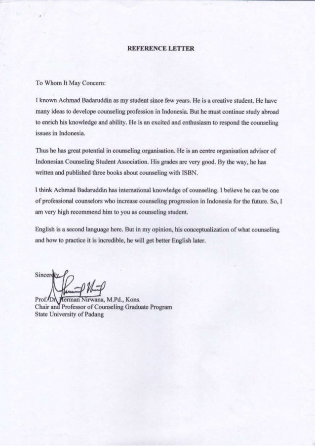Contoh Surat Recommendation Letter Untuk Beasiswa Template Resume