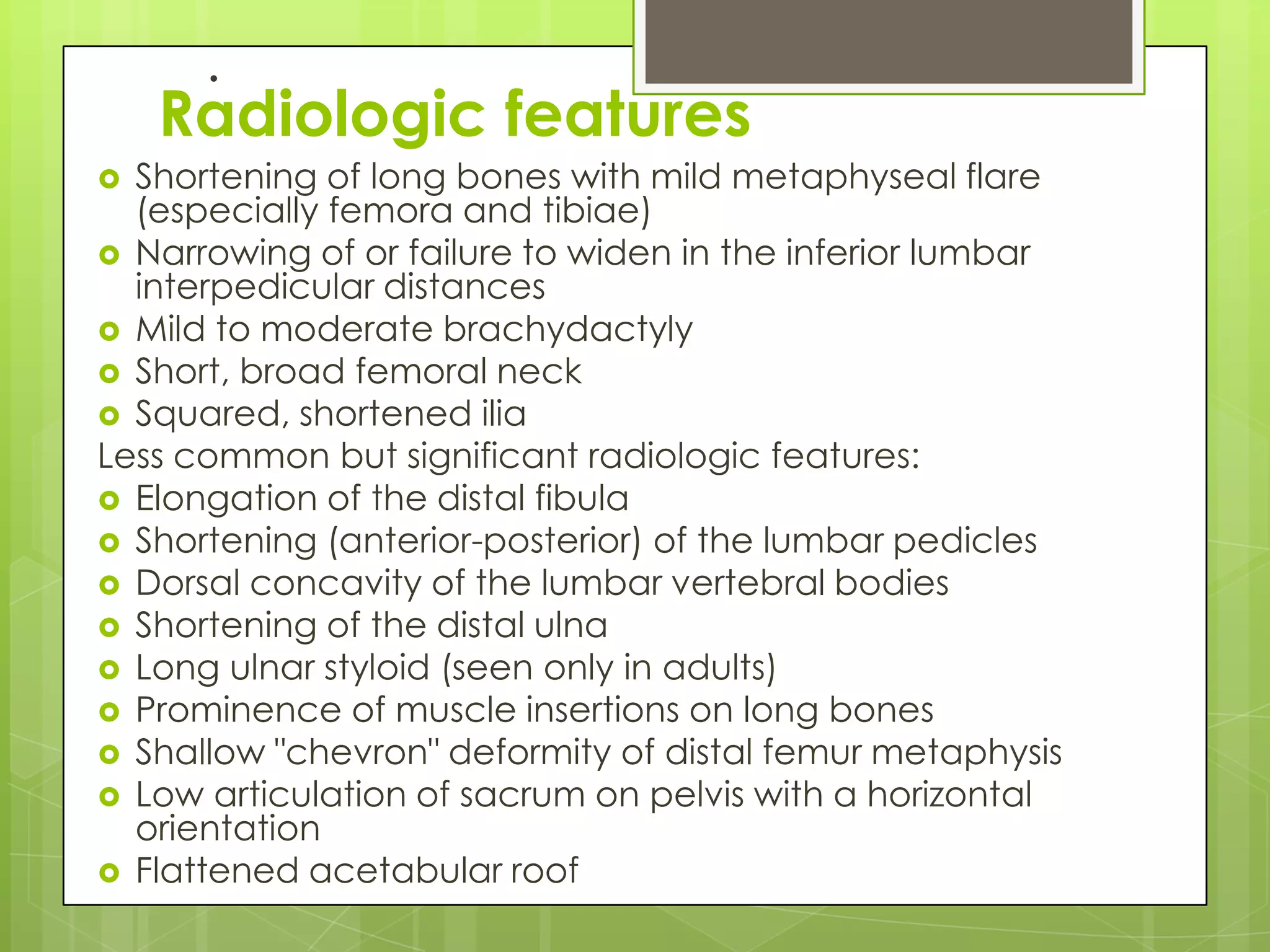 Achondroplasia, pseudoachondroplasia, hypochondroplasia | PPTX