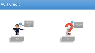 ACH Credit
What is ACH
credit
You
3
BOB
4
Ok let me
explain you
this
 