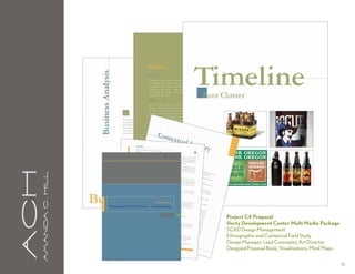 aCH
      A m a n da C . H i l l




                               Project C4 Proposal
                               Herty Development Center Multi Media Package
                               SCAD Design Management
                               Ethnographic and Contextual Field Study
                               Design Manager, Lead Conceptor, Art Director
                               Designed Proposal Book, Visualizations, Mind Maps

                                                                                   13
 