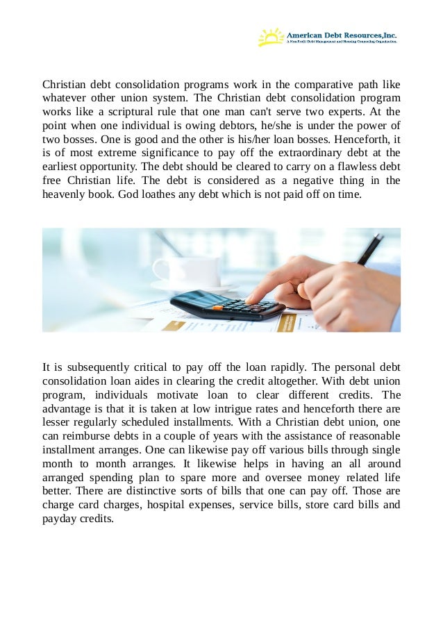 A Christian Debt Consolidation Program To Pay Your Remaining Loan