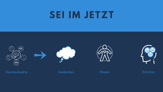 SEI IM JETZT
Geistesobjekte Gedanken Körper Emotion
 