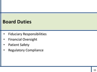 Acht The Role Of Hospital Board Members