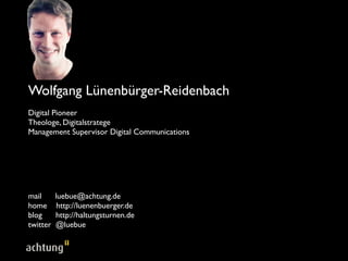 Willkommen zur
     Welcome to




R evoL ution
 