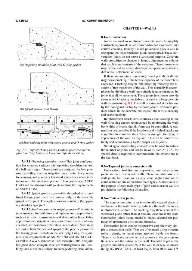 __ACI 2243r95Expansion Joint Spacing. الكود الامريكي لفواصل التمدد