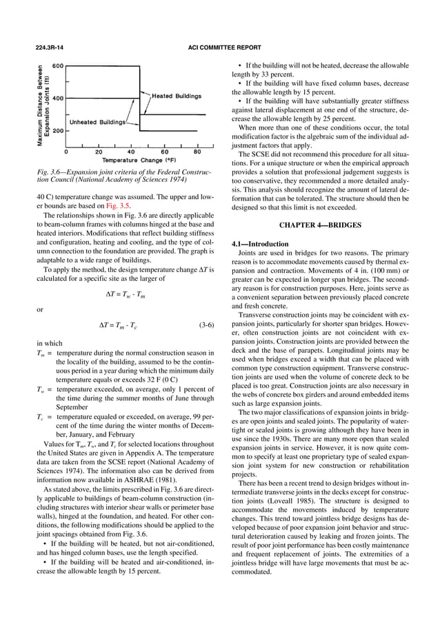 __ACI 2243r95Expansion Joint Spacing. الكود الامريكي لفواصل التمدد