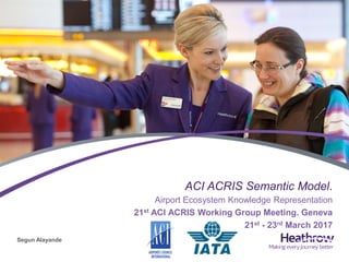 Segun Alayande
ACI ACRIS Semantic Model.
Airport Ecosystem Knowledge Representation
21st ACI ACRIS Working Group Meeting. Geneva
21st - 23rd March 2017
 