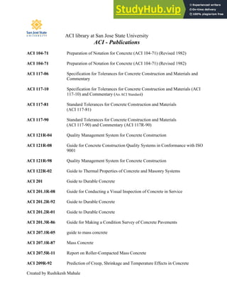 ACI Books List | PDF