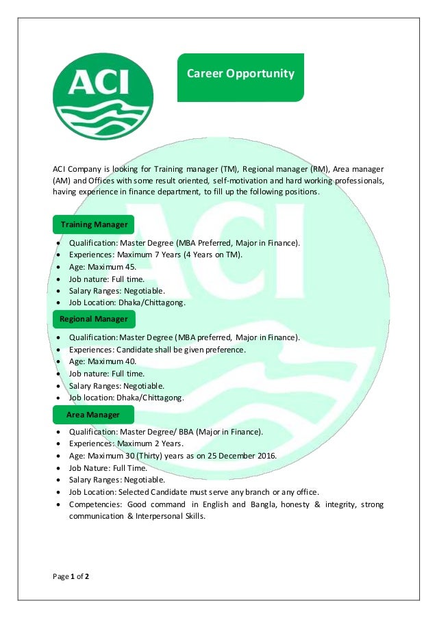 area manager job description