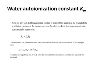 Water autoionization constant Kw
 