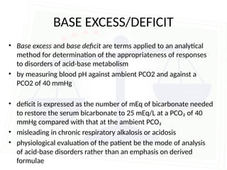 Pco2 Base Excess ACID-BASE BALANCE.pptx.................. | PPTX