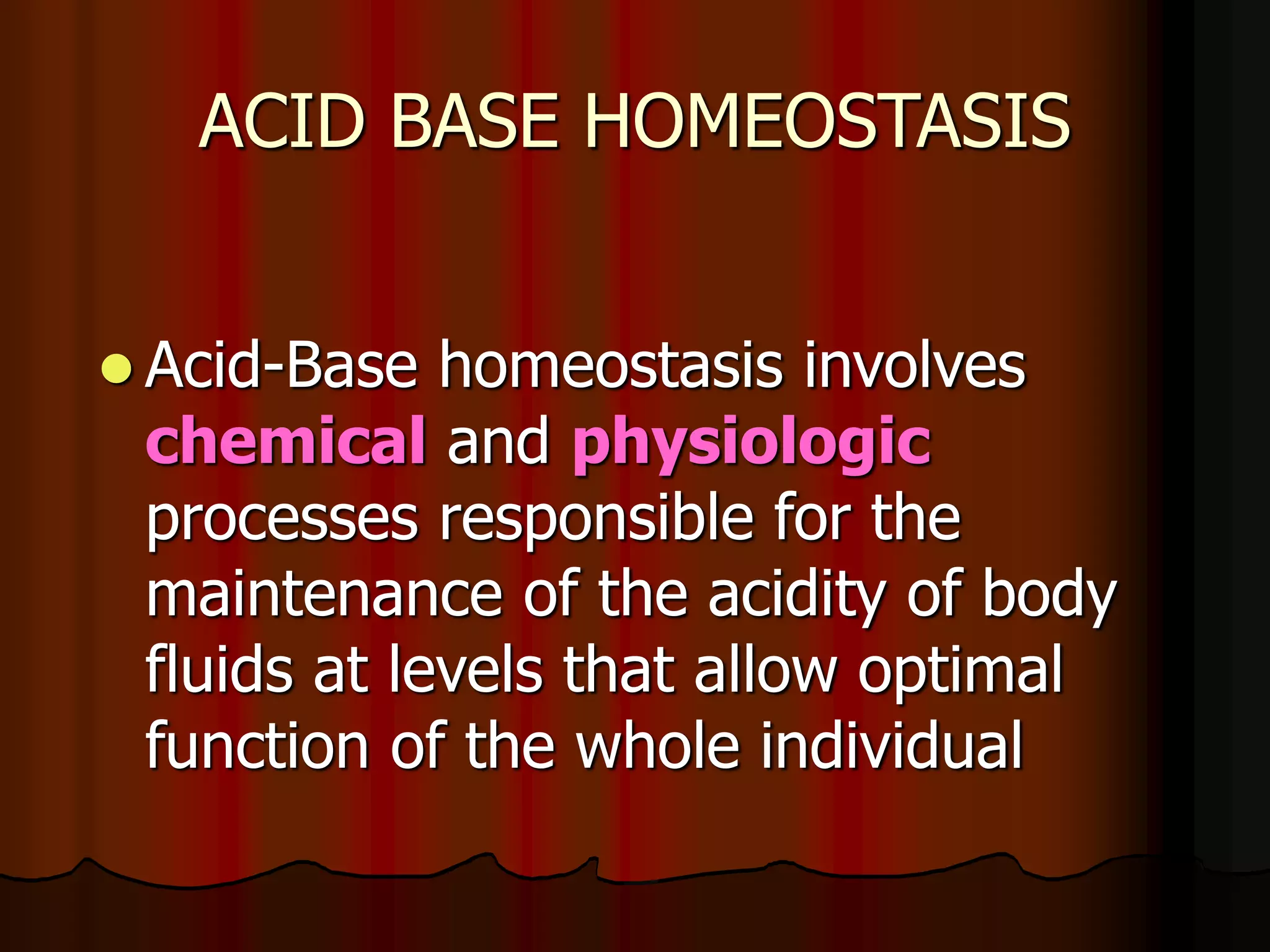 Acid Base Balance - Biochemistry of human homeostasis