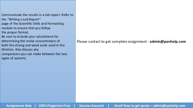 Acid Base Titration Lab Assignment - SCH4U h5 - Chemistry 