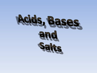 A substance that releases H+ ions in an
aqueous solution
Acids have a sour taste.
Acids react with metals.
Acids contain h...