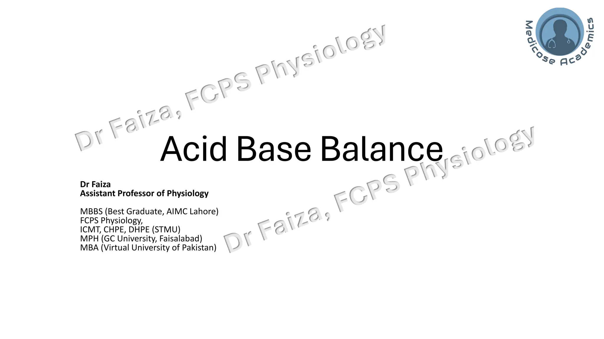 Acid base balance; interpretation & lines of defence