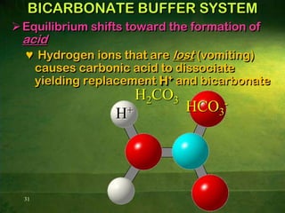 18ACIDOSIS / ALKALOSISAcidosisA condition in which the blood has too much acid (or too little base), frequently resulting in a decrease in blood pHAlkalosisA condition in which the blood has too much base (or too little acid), occasionally resulting in an increase in blood pH19Acidosis / AlkalosisAcidosisH+OH-AlkalosisH+OH-