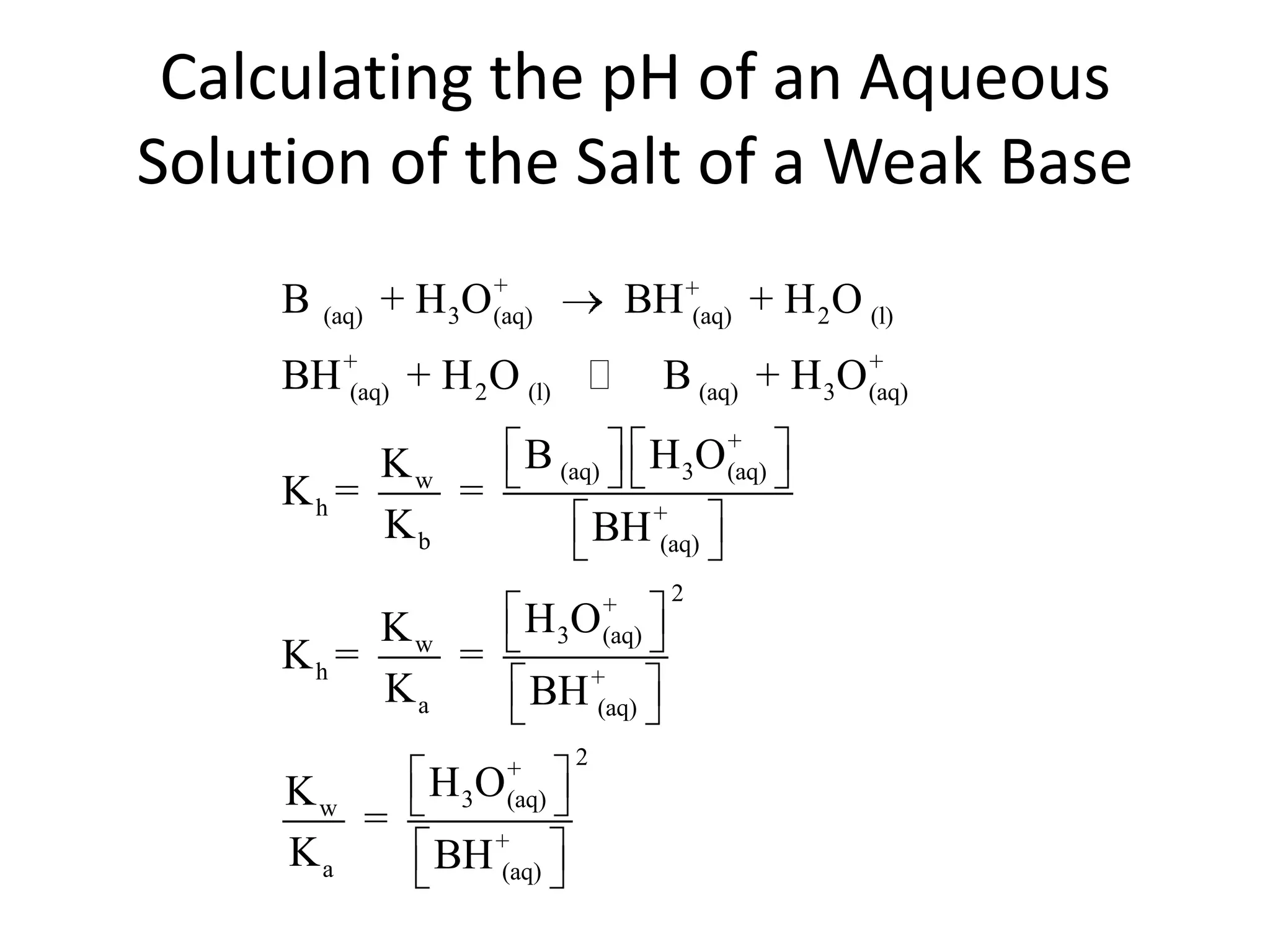 Calculating the pH of an Aqueous Solution of the Salt of a Weak Base
