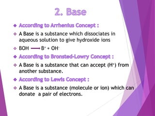 Base Substance Acid,bases and salts | PPTX