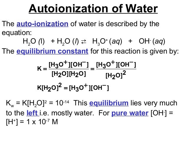 ionization of water