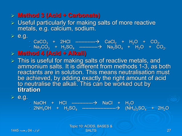 ACID BASES AND SALTS used for Igcse class | PPT