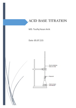 ACID BASE TITRATION
MD. Toufiq Hasan Anik
Date :05.07.215
 