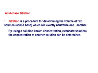 [object Object],[object Object],Acid- Base Titration  