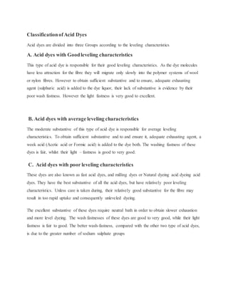 Fastnesses Acid Dye (Full PDF) | DOCX