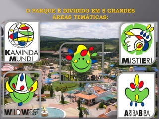 O PARQUE É DIVIDIDO EM 5 GRANDES
ÁREAS TEMÁTICAS:
 