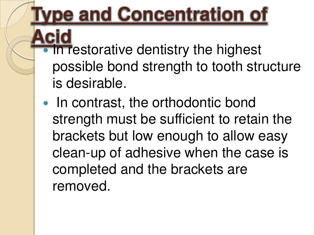 Acid Etching of Enamel and Bond Strength