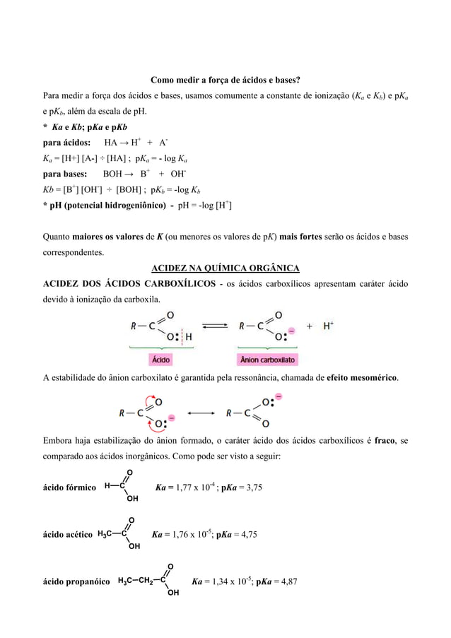 Acidez e basicidade na química orgânica