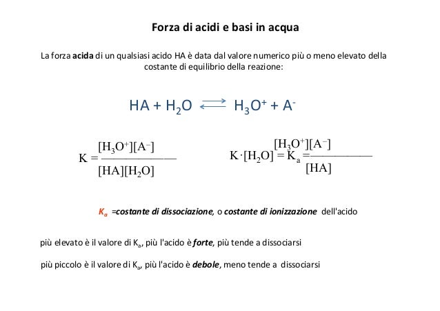 Costante Di Ionizzazione Acida E Basica