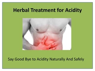 Herbal Treatment for Acidity
Say Good Bye to Acidity Naturally And Safely
 