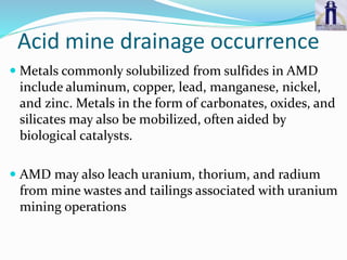 Acid Mine drainage occurrence and its remediation | PPTX