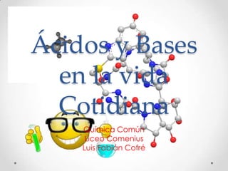 Ácidos y Bases
en la vida
Cotidiana
Química Común
Liceo Comenius
Luis Fabián Cofré
 