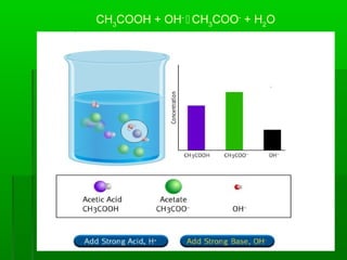 CH3
COOH + OH-
 CH3
COO-
+ H2
O
 