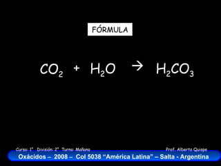 FÓRMULA CO 2 H 2 O H 2 CO 3 +  