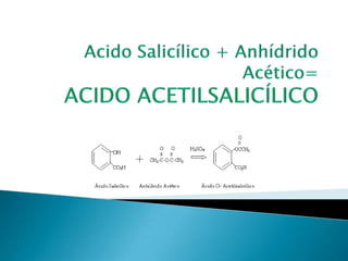 Acido Salicílico + Anhídrido Acético= ACIDO ACETILSALICÍLICO  