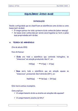 Resumo sobre ácidos e bases, PDF, Precipitação (Química)