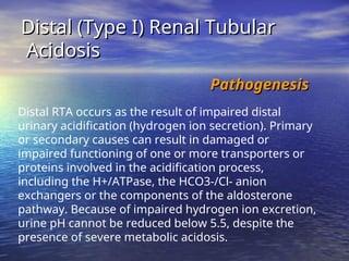 Distal Rta Graphic Comprehensive Overview of Renal Tubular Acidosis and Tubular Function | PPT